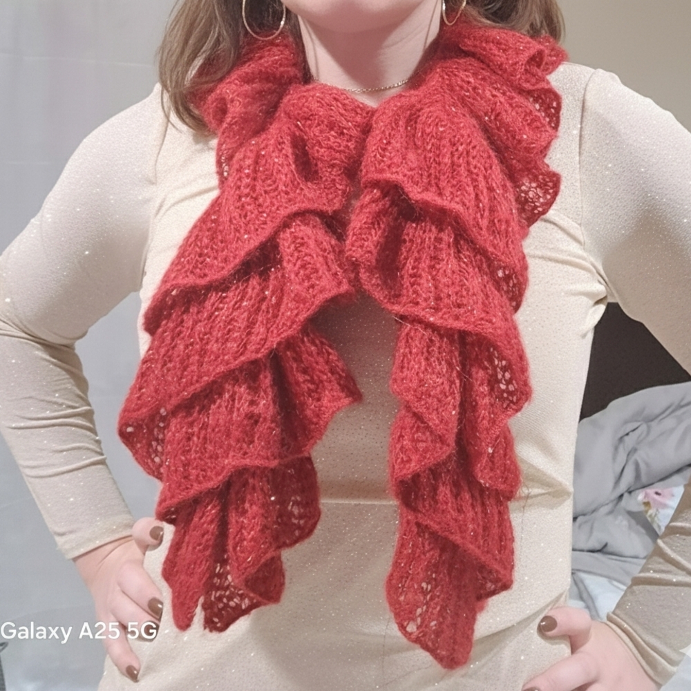 Vintage-style Ruffled Scarf  By Descours Paris For Women - Picture 6 of 7